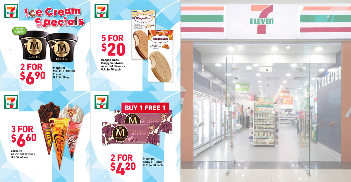 Featured image for 7-Eleven is offering 1-for-1 Magnum Ruby, $2.20 Cornetto & more ice cream deals till 17 Aug 2021
