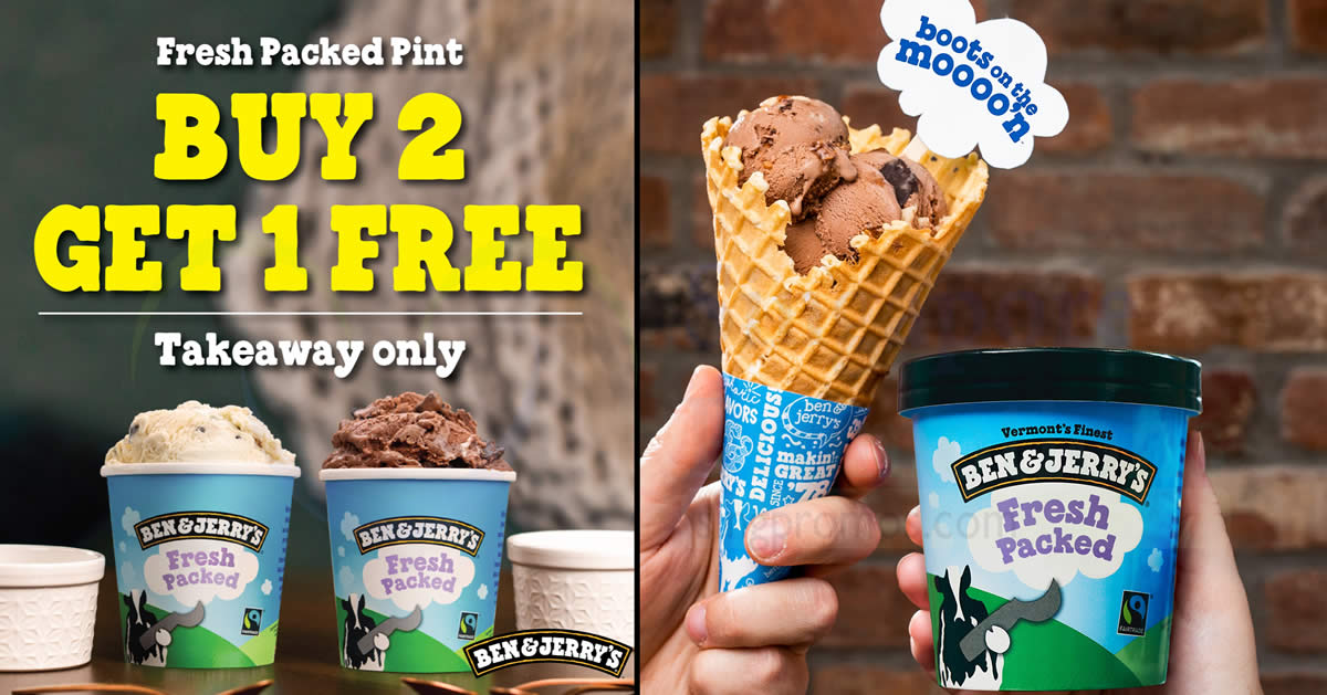 Featured image for Ben & Jerry's: Buy 2 Get 1 Free Fresh Packed Pint + Free Cooler Bag at VivoCity till 18 Aug 2021