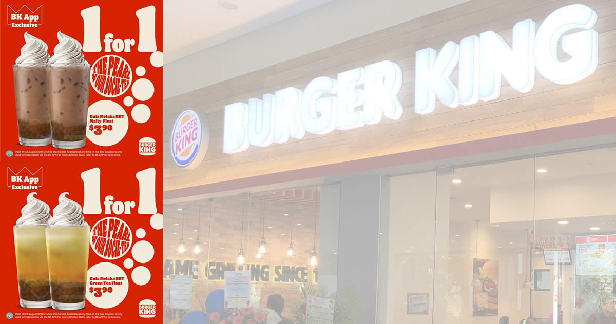 Featured image for Burger King S'pore: 1-for-1 Gula Melaka BBT coupon deals valid till 23 August 2021
