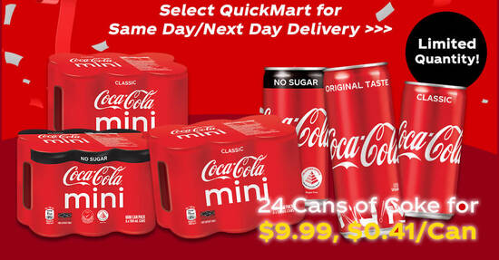 Featured image for 54% off Coca-Cola Single Carton Coca-Cola CLASSIC/LESS SUGAR/Zero MINI Assorted Flavours (From 16 Aug 2021)