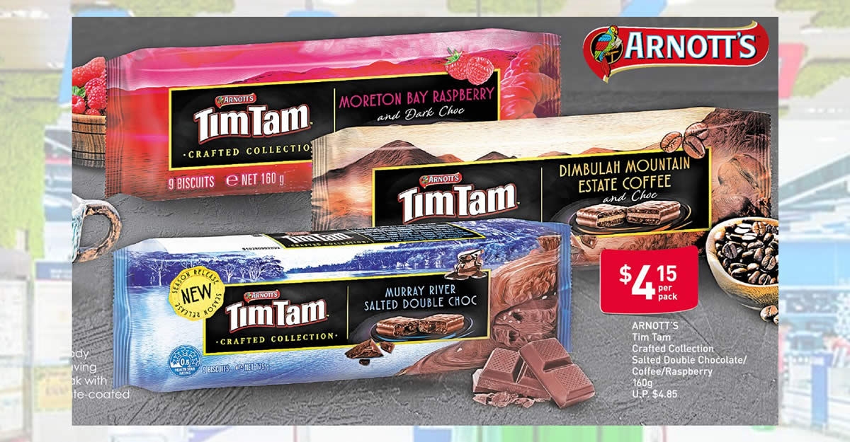 Featured image for New Arnott's Tim Tam flavours at Fairprice: Salted Double Chocolate, Coffee, Raspberry, Chewy Caramel, Choc Mint & more