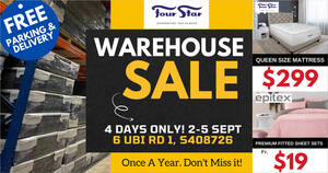 Featured image for (EXPIRED) Four Star ANNUAL WAREHOUSE SALE at 6 UBI RD 1 is happening from 2 – 5 Sept 2021