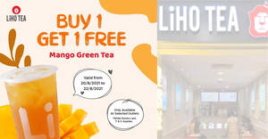 Featured image for LiHO: Buy 1 Get 1 Free Mango Green Tea at selected outlets from 20 – 22 Aug 2021