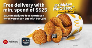 Featured image for McDelivery S’pore is giving free delivery with DBS PayLah! payments from 23 August – 19 September 2021