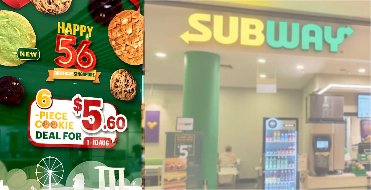 Featured image for Subway S'pore: $5.60 for 6pc cookies deal till 10 August 2021