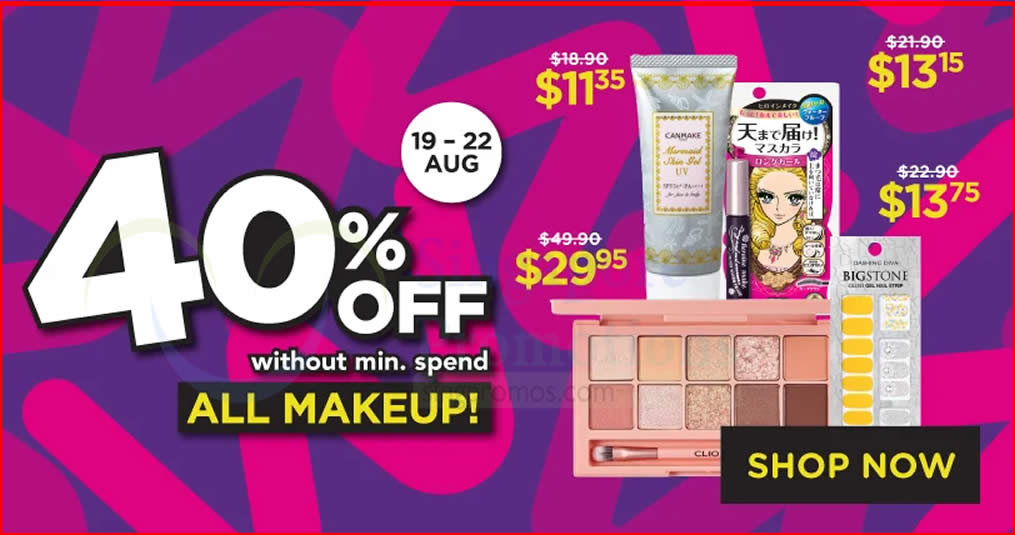 Featured image for Watsons 4-DAYS ONLY: 40% off all makeup - no min spend! Valid till 22 Aug 2021