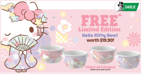 Featured image for Darlie: Free Limited Edition Hello Kitty Kimono Styled bowl with purchase of selected toothpastes (From 1 Sep 2021)