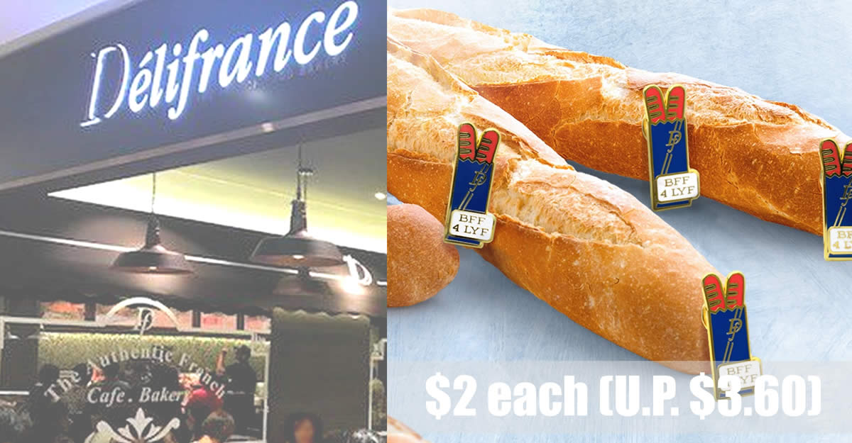 Featured image for Delifrance S'pore is offering $2 Baguettes (usual price $3.60) in celebration of their 36th anniversary till 21 Sep 2021