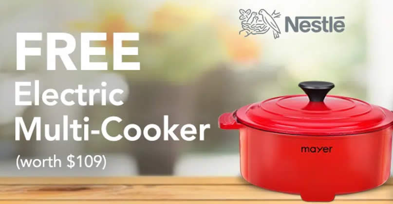 Featured image for Free Mayer Electric Cooker (worth $109) when you buy NESTLÉ products at Fairprice Online till 30 Sep 2021