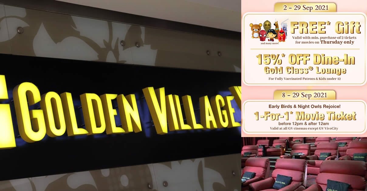 Featured image for Golden Village celebrates 14th anniversary with 1-for-1* movie sessions, free* gifts and Gold Class bill discounts* this Sept 2021