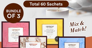 Featured image for (EXPIRED) Gryphon Artisan Tea is selling 60 sachets (mix and match) for $39.90 online from 29 Sep 2021