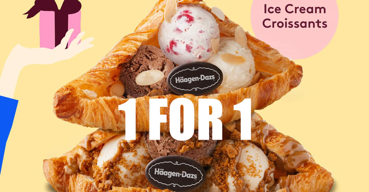 Featured image for Haagen-Dazs will be offering 1-for-1 ice cream croissants at S'pore stores on Wednesday, 13 Oct 2021