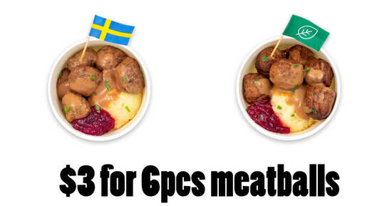 IKEA Tampines offering $3 6pcs meatballs (Swedish / Plant) at Swedish Bistro from 9 – 19 Sep 2021 - 1