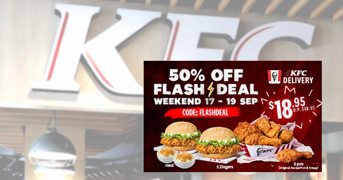 Featured image for KFC S'pore Delivery Flash Deal: 50% off Feast at $18.95 (usual $38.95) till 19 Sep 2021