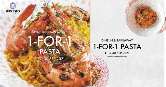 Featured image for New café in Kallang "Knock Knock Café" is offering 1-for-1 pasta dishes till 30 Sep 2021