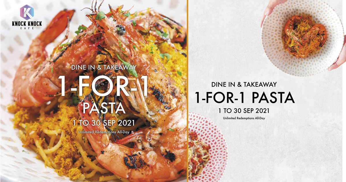 Featured image for New café in Kallang "Knock Knock Café" is offering 1-for-1 pasta dishes till 30 Sep 2021