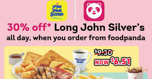 Featured image for (EXPIRED) Long John Silver’s: 30% off the entire menu on foodpanda till 26 Sep 2021