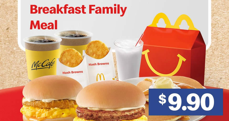 Featured image for McDonald's S'pore is offering $9.90 Breakfast Family Meal (U.P. from $15.90) on Thursday, 9 Sep 2021