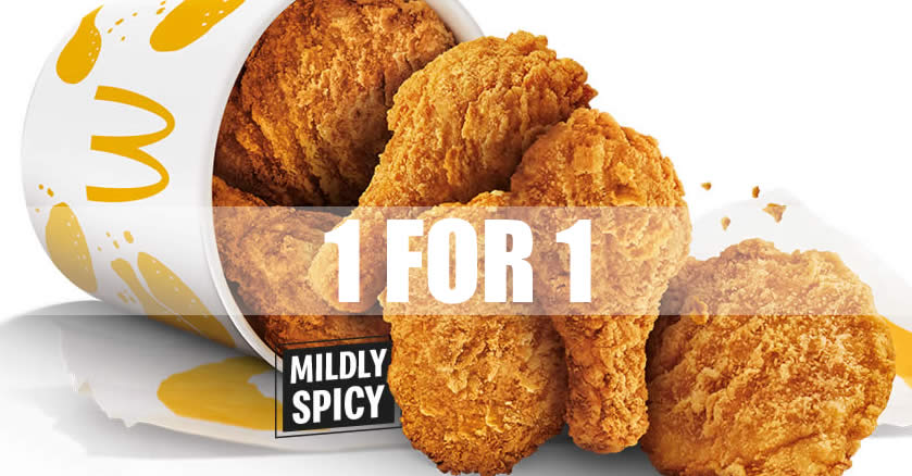 Featured image for McDonald's McDelivery is offering 1-for-1 Chicken McCrispy 6pc (a la carte) from 27 - 28 Sep 2021
