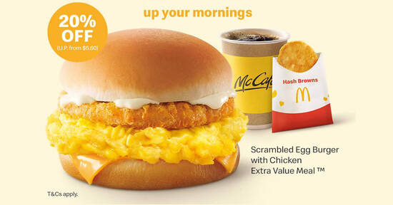 McDonald’s S’pore: $4.48 for Scrambled Egg Burger with Chicken Extra Value Meal from 13 – 15 Sep 2021 - 1