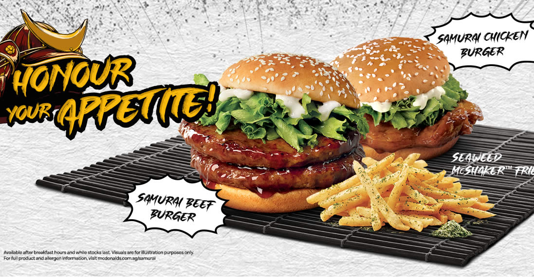 Featured image for McDonald's S'pore brings back Samurai Chicken/Beef burgers from 30 Sep 2021