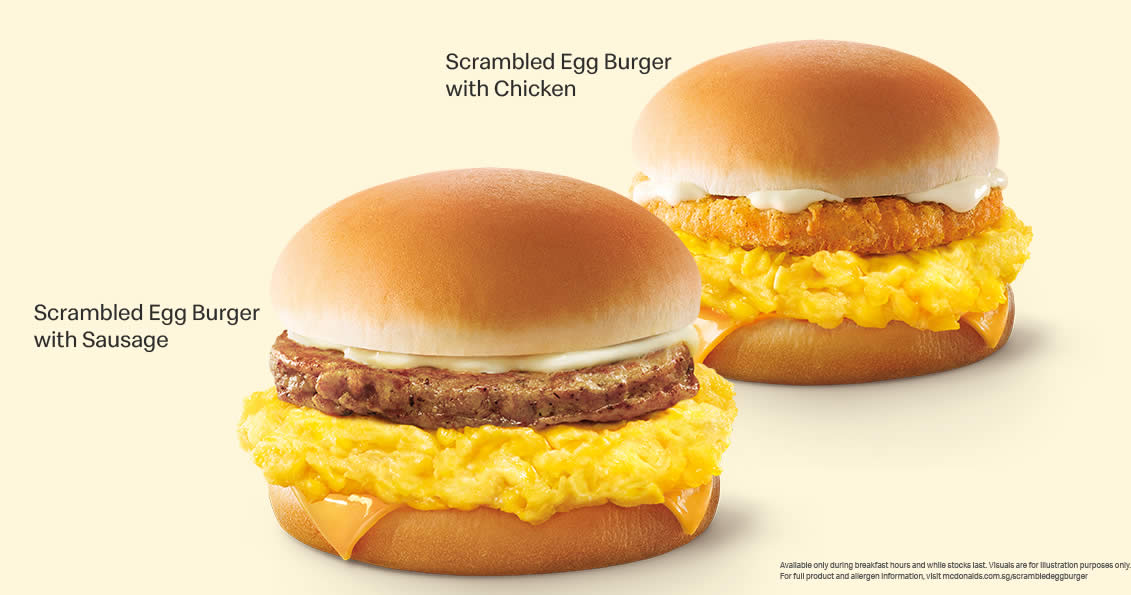 Featured image for McDonald's S'pore brings back Scrambled Egg Burger along with new McPepper Burger (From 2 Sep 2021)