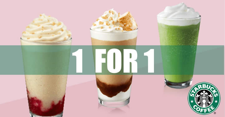 Featured image for Starbucks: Enjoy 1-for-1 treat on selected beverages from 21 - 23 Sep 2021 with Starbucks Card in S'pore stores