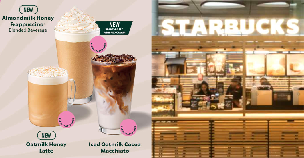 Featured image for Starbucks launches new beverages made with plant-based milk in S'pore stores from 24 Sep 2021