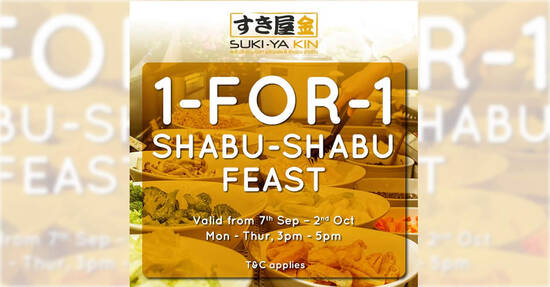 Featured image for Suki-Ya KIN is offering 1-for-1 Shabu-Shabu Feast at VivoCity outlet from 7 Sep - 2 Oct 2021