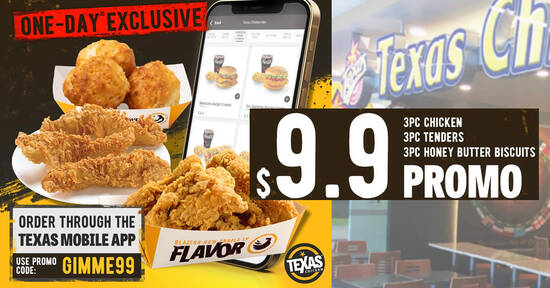 Texas Chicken S’pore is offering a $9.90 one-day promo deal on 9 Sep 2021 - 1