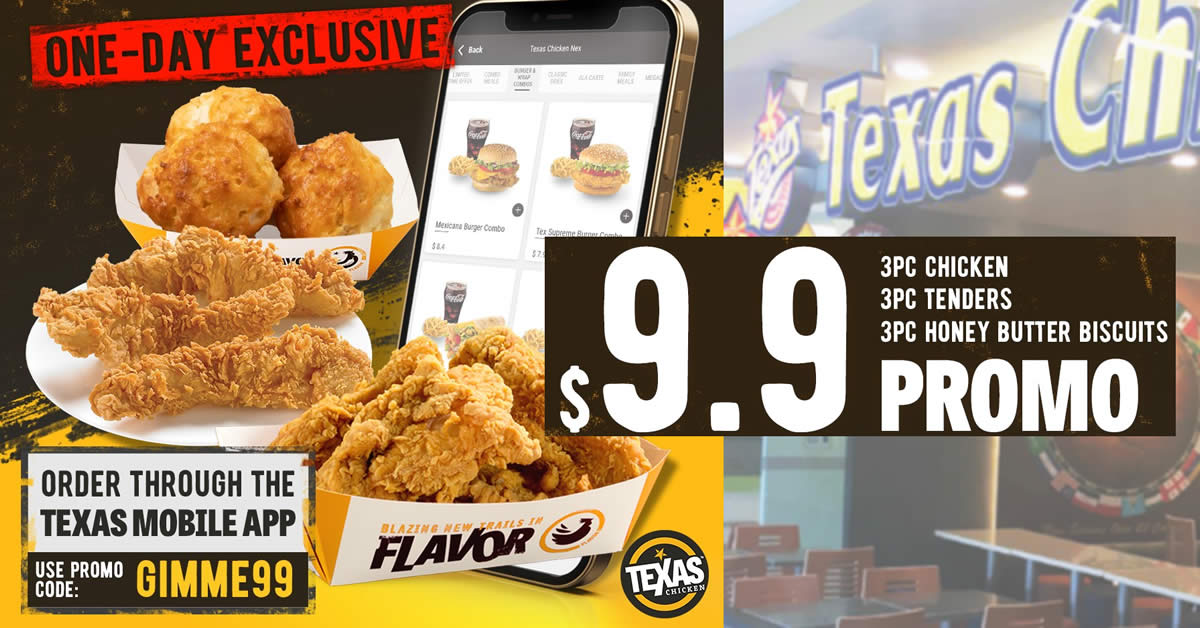 Featured image for Texas Chicken S'pore is offering a $9.90 one-day promo deal on 9 Sep 2021