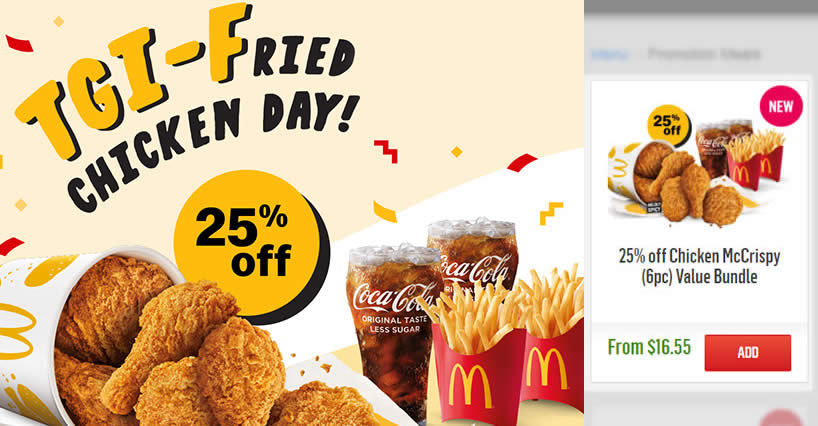 Featured image for 25% OFF Chicken McCrispy® (6pc) Value Bundle via McDelivery! Valid on Fridays till 24 Sep 2021