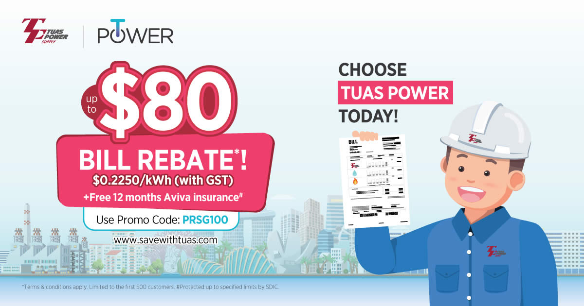 Featured image for Enjoy Up To $80 Bill Rebate When You Sign-Up with Tuas Power Today