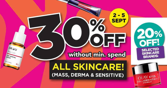 Watsons 4-DAYS ONLY: 30% off all skincare – no min spend! Valid till 5 Sep 2021 - 1