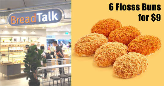 Featured image for BreadTalk Flosss and Fire Flosss Buns are going at 6-for-$9 at S'pore stores till 15 October 2021