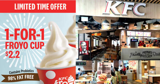 Featured image for KFC S'pore is offering 1-for-1 Froyo Cup at 32 selected outlets from 12 Oct 2021