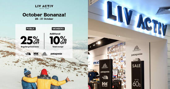 LIV ACTIV is offering 25% off regular-priced outdoor gear from The North Face and more till 31 Oct 2021 - 1