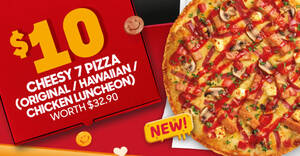 Featured image for Pizza Hut is offering $10 Cheesy 7 Regular Pizza with this delivery/takeaway code valid till 31 Oct 2021
