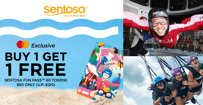 Featured image for Enjoy 1-for-1 Sentosa Fun Pass 60 tokens when you apply this Mastercard promo code till 31 Dec 2021
