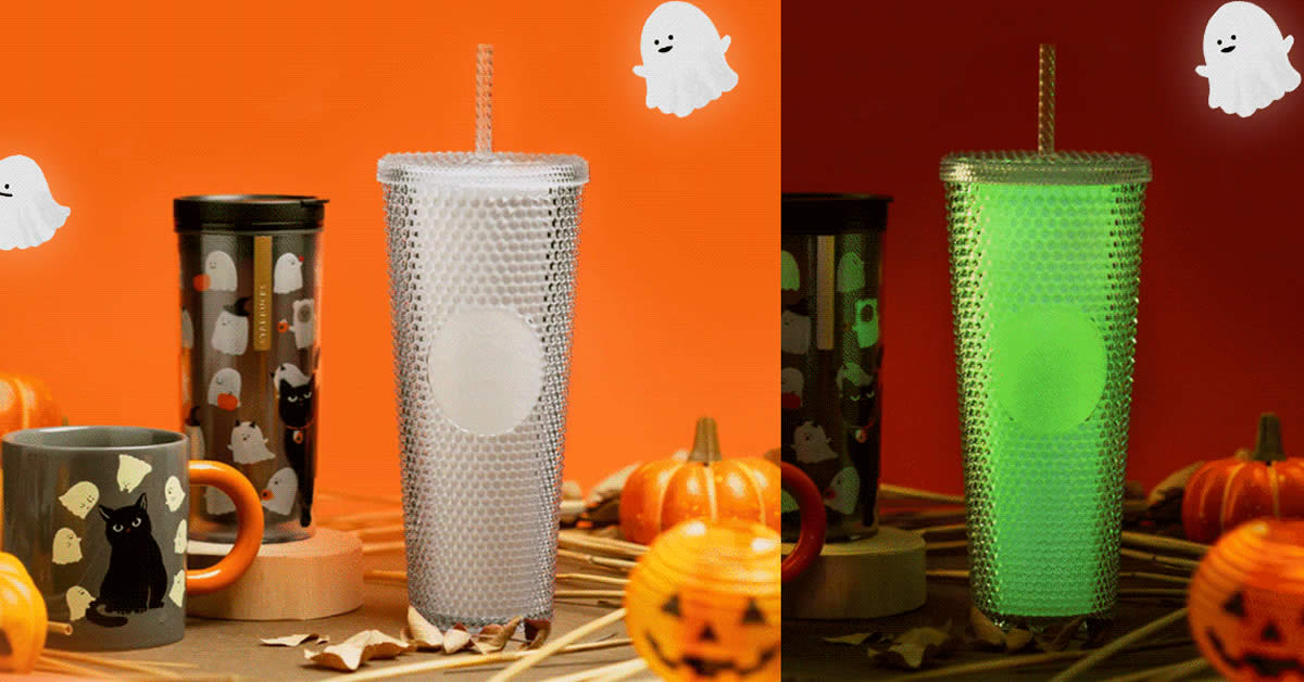 Featured image for Starbucks S'pore new Halloween Collection has glow-in-the-dark bling cold cup and colour-changing mug from 6 Oct 2021
