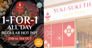 Featured image for Suki Suki Thai Hot Pot is offering all-day 1-for-1 Thai Hot Pot at Safra Toa Payoh outlet till 31 Oct 2021
