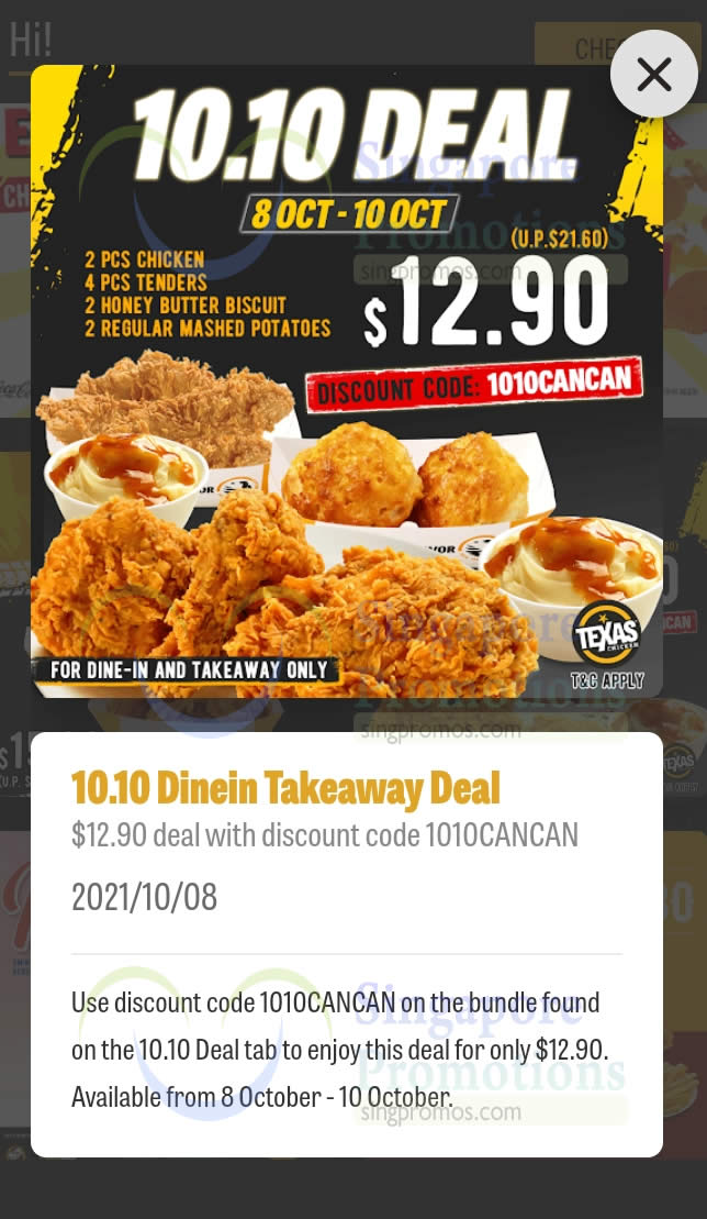 Texas Chicken S Pore Is Offering A 12 90 Usual 21 60 Dine In Takeaway Deal Till 10 Oct 2021