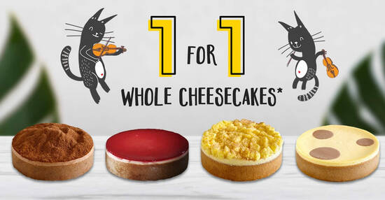 Cat & the Fiddle Cakes: 1-for-1 on almost all whole cheesecakes till 13 Nov 2021 - 1
