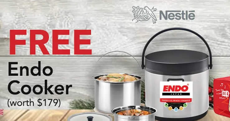 Featured image for (Fully Redeemed) Fairprice: Free Endo Cooker (worth $179) with $128 purchase of Nestle participating products till 30 Nov 2021
