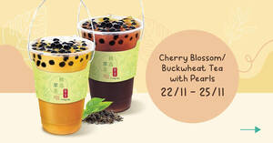 Featured image for Gong Cha S’pore: 50% off 2nd cup Cherry Blossom / Buckwheat Tea with Pearls till 25 Nov 2021