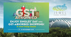 Featured image for Jewel Changi Airport: Enjoy 7% GST savings when you shop at participating retail outlets from 11 – 14 Nov 2021