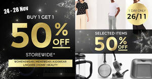 Featured image for Marks and Spencer: Buy 1 and get 1 at 50% off storewide for all clothing, selected home and beauty items till 28 Nov 2021