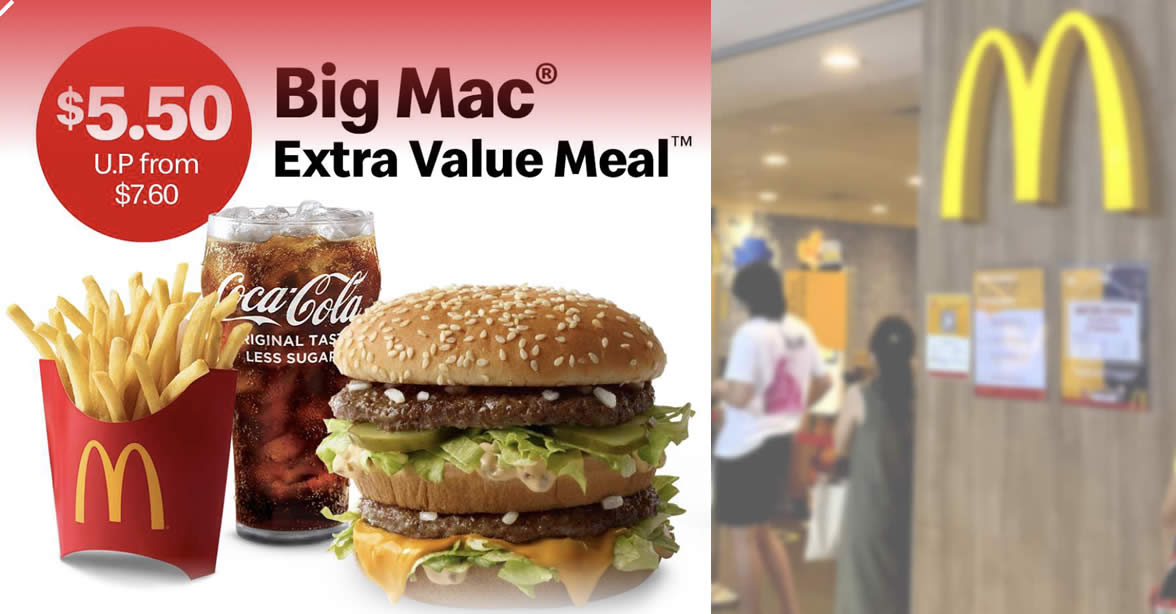 Featured image for McDonald's S'pore: $5.50 Big Mac® Extra Value Meal (usual fr $7.60) till 17 Nov 2021