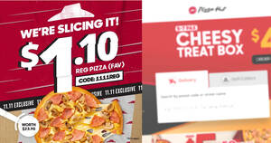Featured image for Pizza Hut Delivery: $1.10 regular pizza coupon code from Favourites range valid till 12 Nov 2021