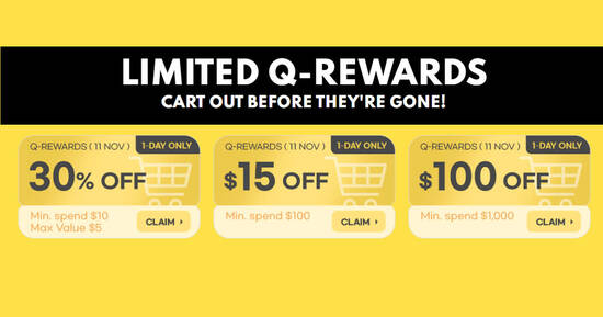 Qoo10: Super Sale – grab 30%, $15 & $100 cart coupons on 11 Nov 2021 - 1